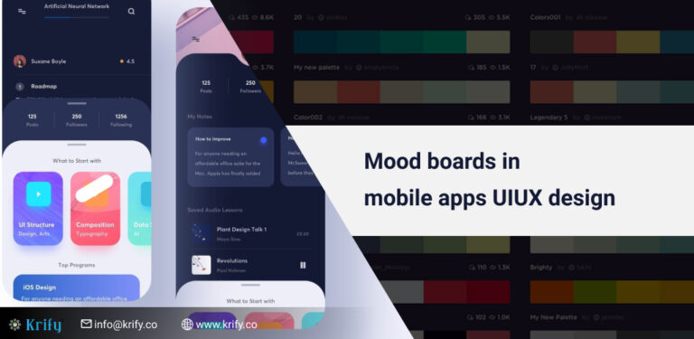 Moodboard UI and UX in mobile app design
