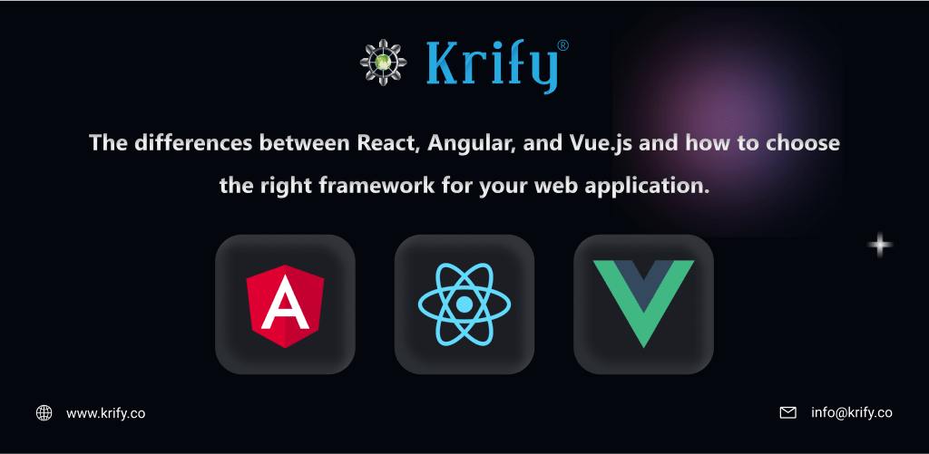 difference between reat, angular and Vue frameworks